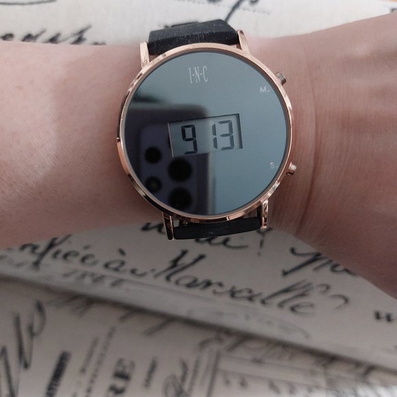 INC International Concepts Black Rose Gold Digital Watch - Picture 6 of 8